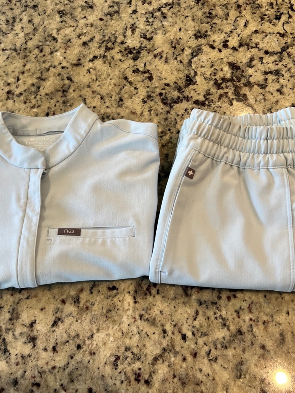 FIGS Pale Blue Drawstring Jogger Pants lavender  and jogger also brown